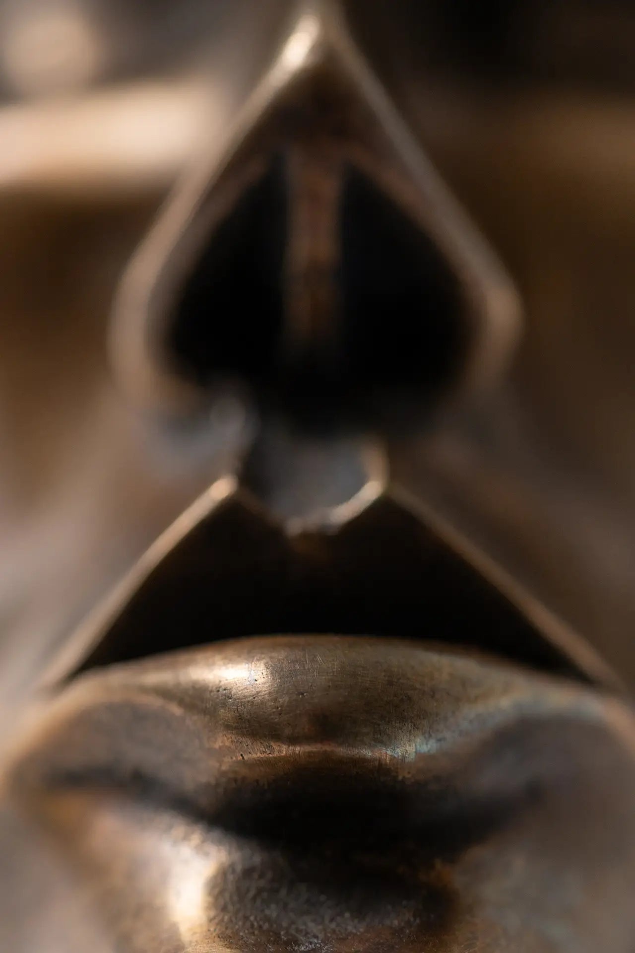 Detailed view of The Observer bronze wall sculpture