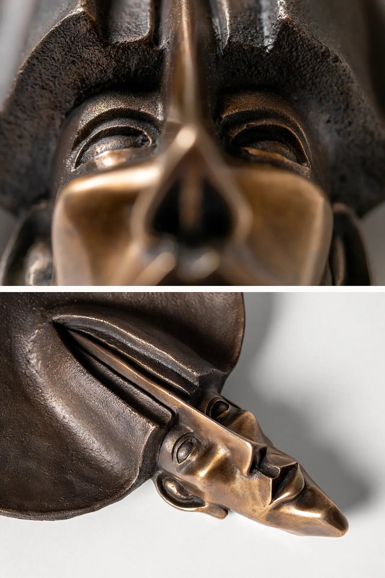 Decorative bronze mask – The Observer by artisan sculptor